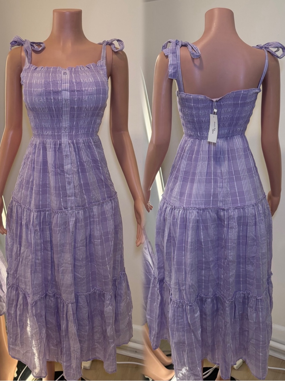 Women’s Lavender Tie-Shoulder Midi Dress - Picture 1 of 3